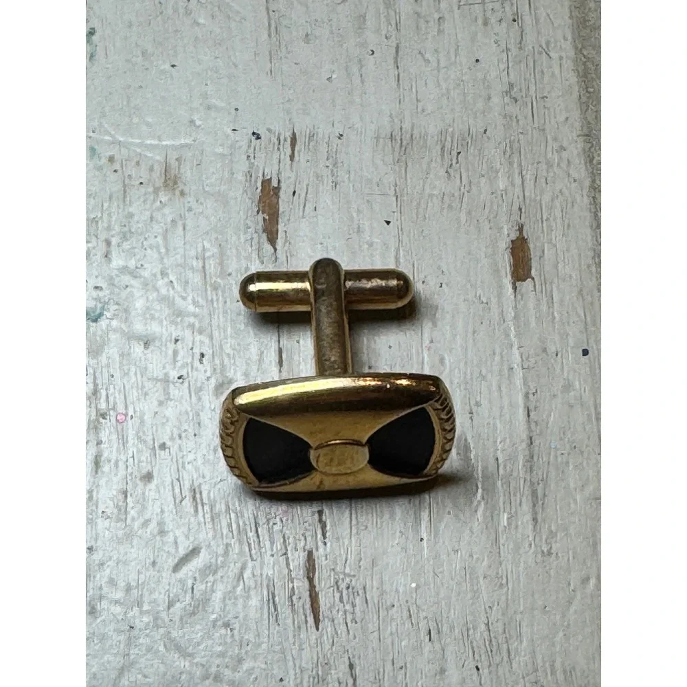 Vintage SWANK Men's Cuff Links & Tie Clip In Original‎ Box Gold tone & Black